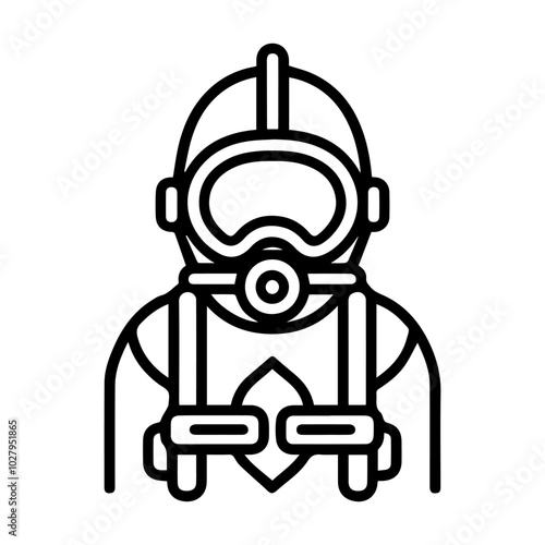diver icon or modern line symbol. Vector line art and icon design with bold outline. Black and white Pixel Perfect minimalistic symbol isolated white background. Silhouette simple thin sign
