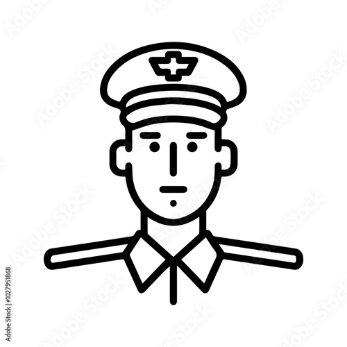 commandant icon or modern line symbol. Vector line art and icon design with bold outline. Black and white Pixel Perfect minimalistic symbol isolated white background. Silhouette simple thin sign