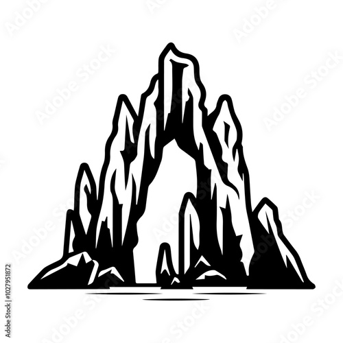 cave icon or modern line symbol. Vector line art and icon design with bold outline. Black and white Pixel Perfect minimalistic symbol isolated white background. Silhouette simple thin sign