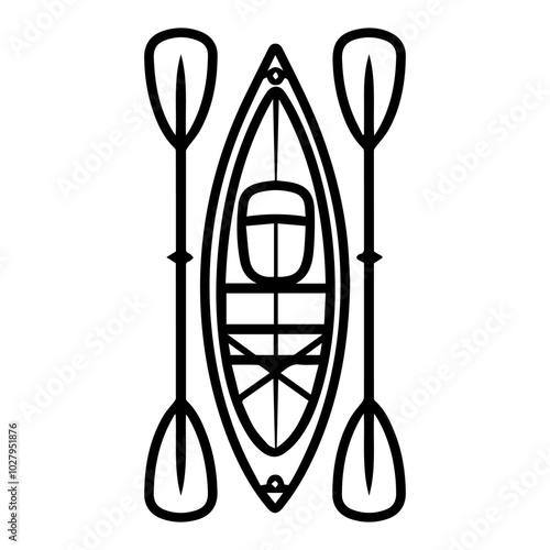 kayak icon or modern line symbol. Vector line art and icon design with bold outline. Black and white Pixel Perfect minimalistic symbol isolated white background. Silhouette simple thin sign