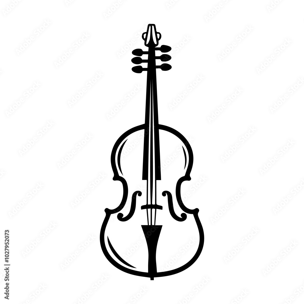Fototapeta premium cello icon or modern line symbol. Vector line art and icon design with bold outline. Black and white Pixel Perfect minimalistic symbol isolated white background. Silhouette simple thin sign