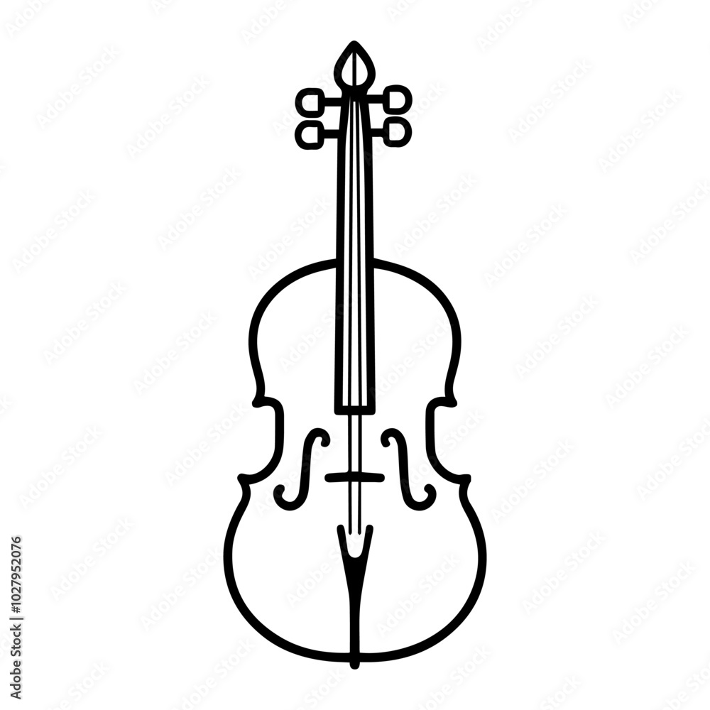Fototapeta premium cello icon or modern line symbol. Vector line art and icon design with bold outline. Black and white Pixel Perfect minimalistic symbol isolated white background. Silhouette simple thin sign