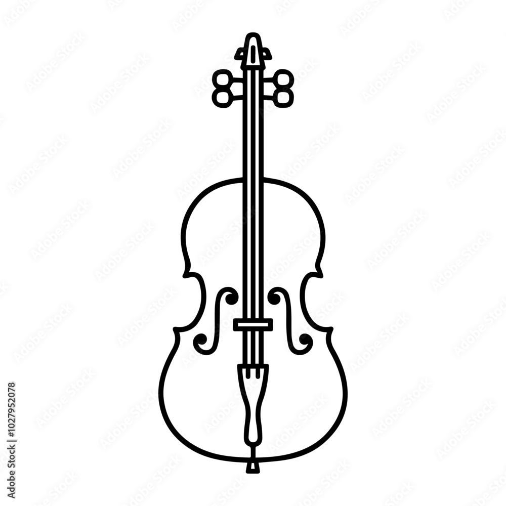 cello icon or modern line symbol. Vector line art and icon design with bold outline. Black and white Pixel Perfect minimalistic symbol isolated white background. Silhouette simple thin sign cello icon or modern line symbol. Vector line art and icon design with bold outline. Black and white Pixel Perfect minimalistic symbol isolated white background. Silhouette simple thin sign