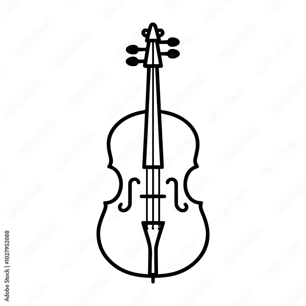 Fototapeta premium cello icon or modern line symbol. Vector line art and icon design with bold outline. Black and white Pixel Perfect minimalistic symbol isolated white background. Silhouette simple thin sign