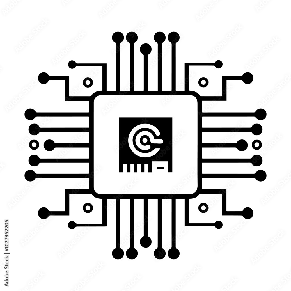 CPU icon or modern line symbol. Vector line art and icon design with bold outline. Black and white Pixel Perfect minimalistic symbol isolated white background. Silhouette simple thin sign CPU icon or modern line symbol. Vector line art and icon design with bold outline. Black and white Pixel Perfect minimalistic symbol isolated white background. Silhouette simple thin sign