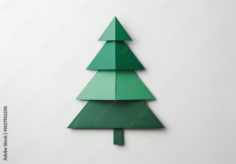 Christmas Tree Made of Simple Geometric Shapes on a White Background, Perfect for Modern Holiday Decor. Christmas Tree Made of Simple Geometric Shapes on a White Background, Perfect for Modern Holiday Decor.
