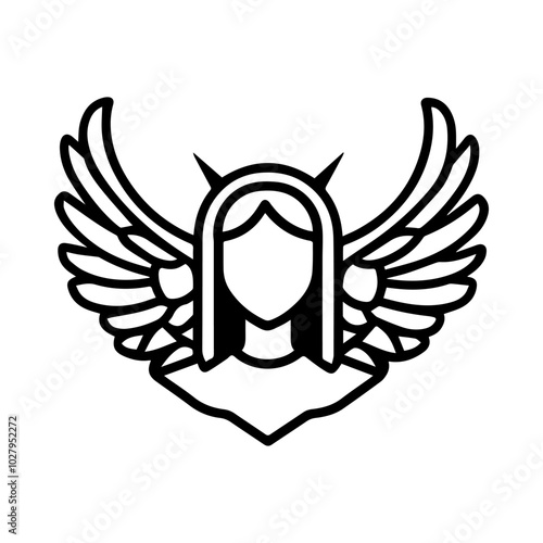 archangel icon or modern line symbol. Vector line art and icon design with bold outline. Black and white Pixel Perfect minimalistic symbol isolated white background. Silhouette simple thin sign