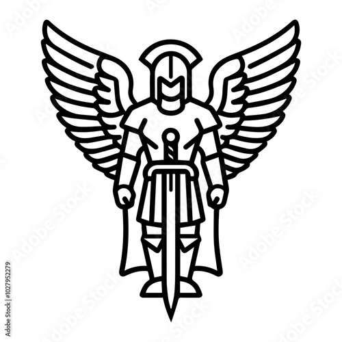 archangel icon or modern line symbol. Vector line art and icon design with bold outline. Black and white Pixel Perfect minimalistic symbol isolated white background. Silhouette simple thin sign
