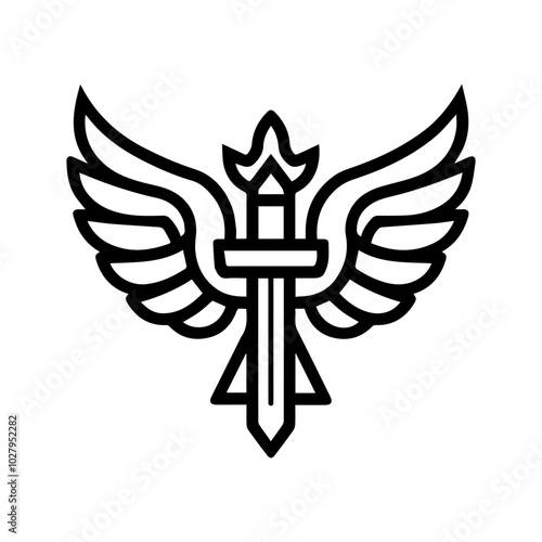 archangel icon or modern line symbol. Vector line art and icon design with bold outline. Black and white Pixel Perfect minimalistic symbol isolated white background. Silhouette simple thin sign