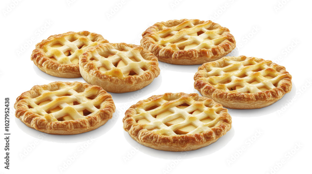Delicious Apple Pies Arranged in a Collection on a White Background Generative AI Delicious Apple Pies Arranged in a Collection on a White Background Generative AI