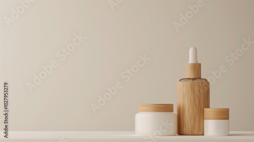Wallpaper Mural Minimalist skincare products on neutral background Torontodigital.ca