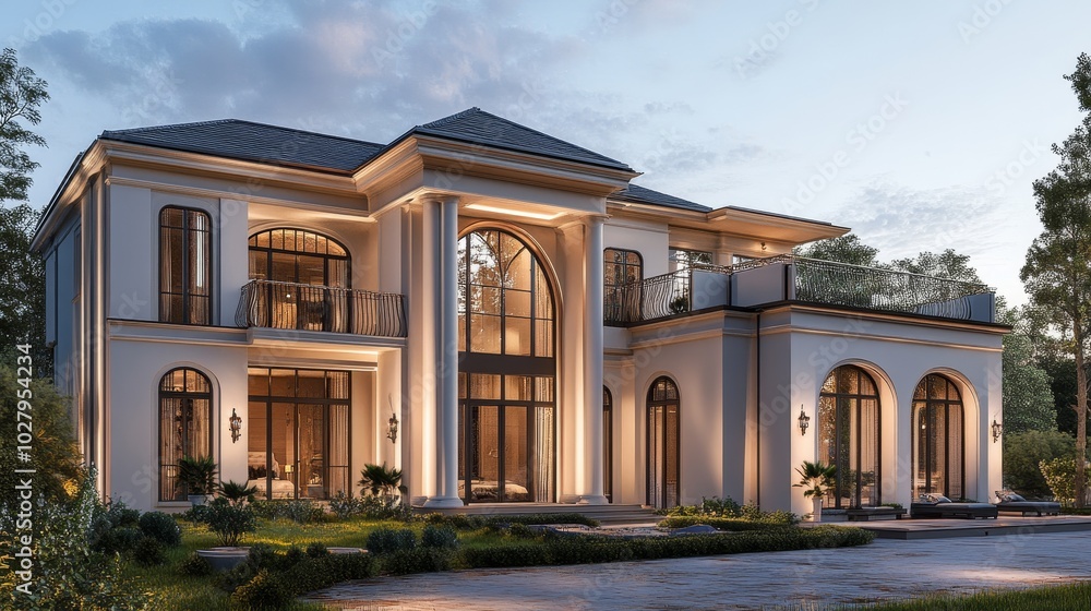 Opulent exterior of a newly built home Opulent exterior of a newly built home