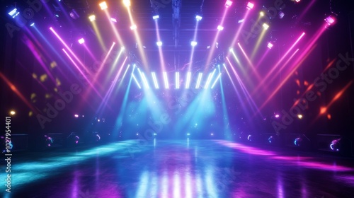 Wallpaper Mural Vibrant stage illuminated by colorful lights, creating a dynamic atmosphere for performances or events. Torontodigital.ca