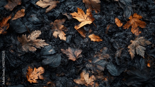 Remnants of incinerated foliage