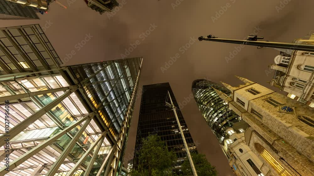city of london skyscrapers low angle at night city of london skyscrapers low angle at night