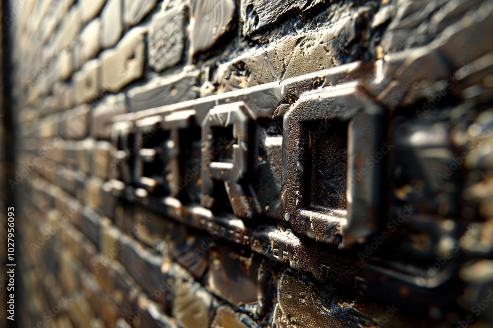 A detailed close-up of a textured brick wall showcasing bold, protruding 'Retro' lettering, conveying an industrial and vintage aesthetic, set in warm tones. A detailed close-up of a textured brick wall showcasing bold, protruding 'Retro' lettering, conveying an industrial and vintage aesthetic, set in warm tones.