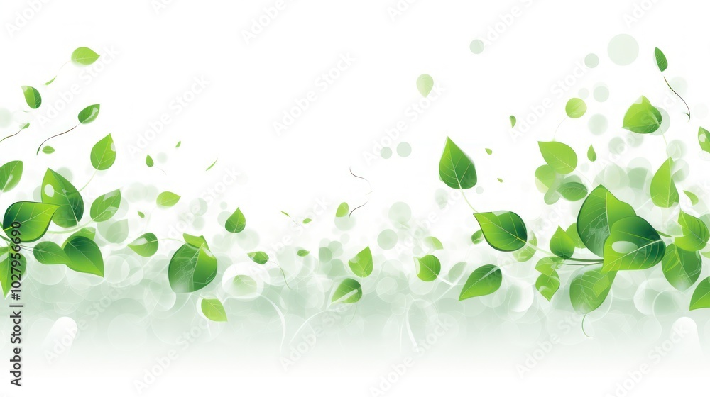 Green Leaves Floating in a Whimsical Breeze