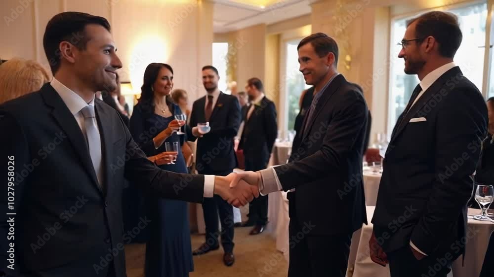 Business Professionals Shaking Hands at Formal Networking Event Business Professionals Shaking Hands at Formal Networking Event