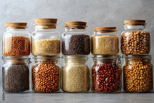 A display of various grains and legumes photo