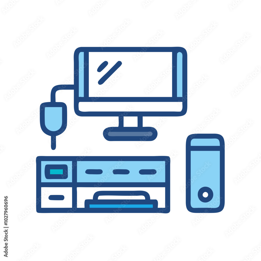 Remote workstation setup with desktop computer and peripherals Remote workstation setup with desktop computer and peripherals