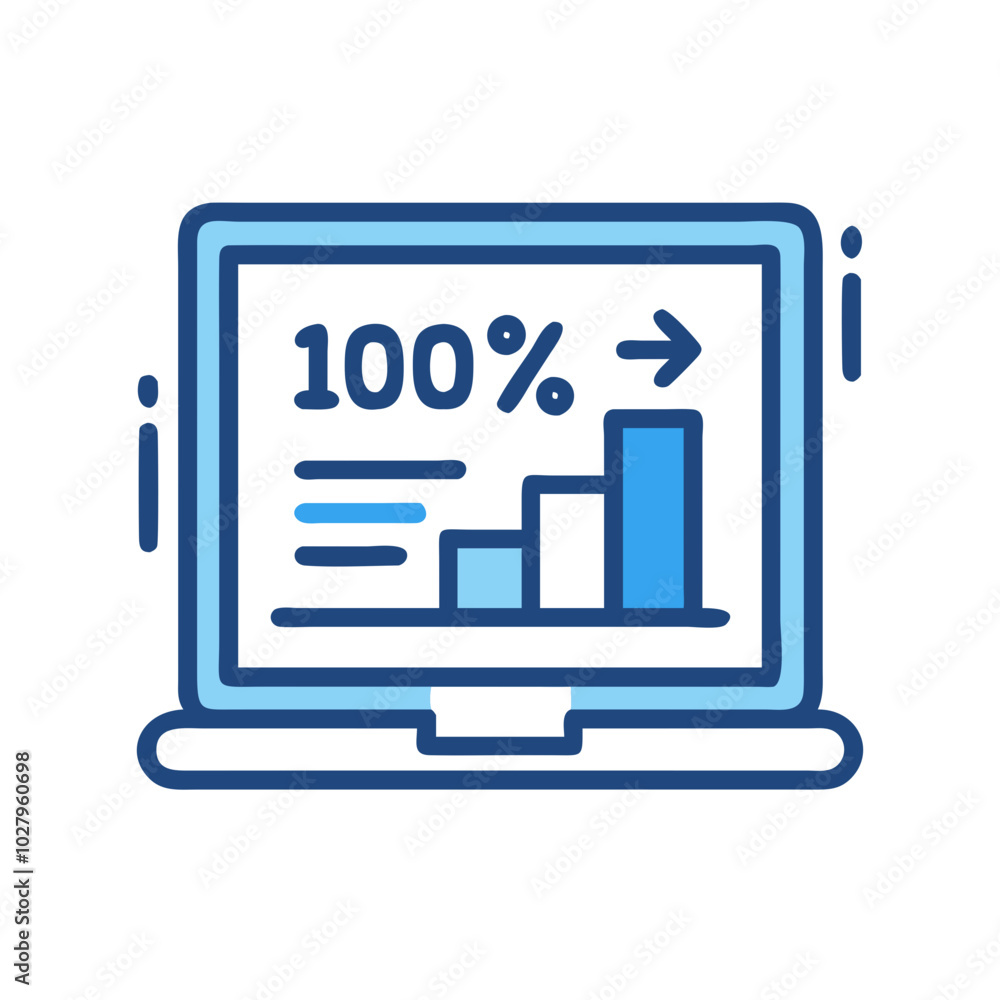 Online course progress displayed on laptop screen with bar chart Online course progress displayed on laptop screen with bar chart