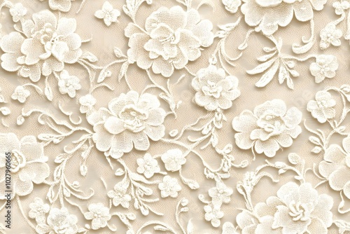 Vintage lace texture with floral motifs photo