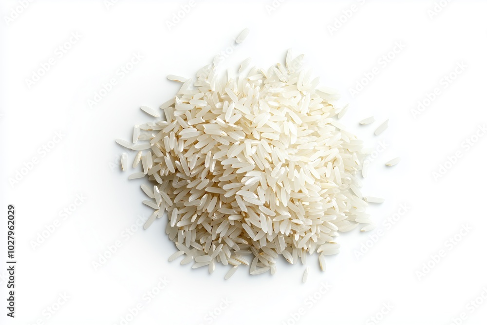 pile of rice on a white background pile of rice on a white background