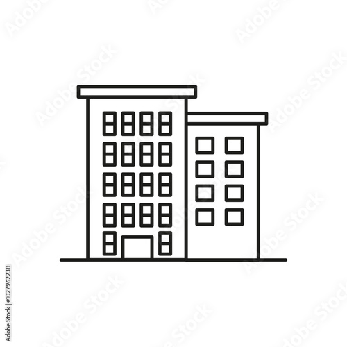 Apartment icon flat line symbol set.