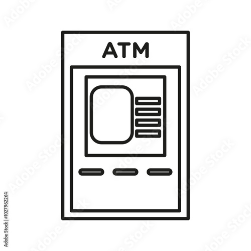 ATM icon flat line symbol set.