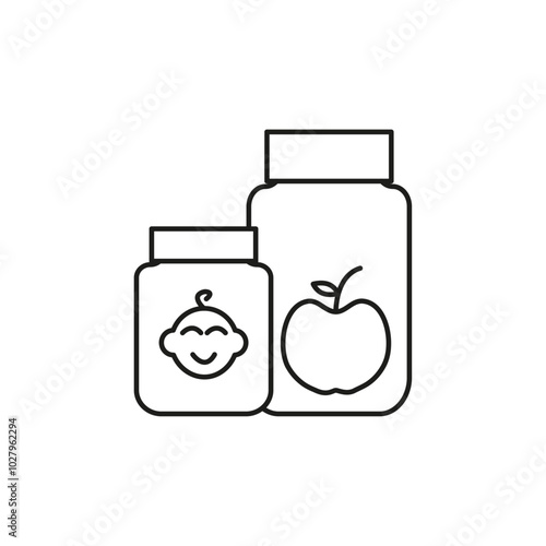 Baby food icon flat line symbol set.
