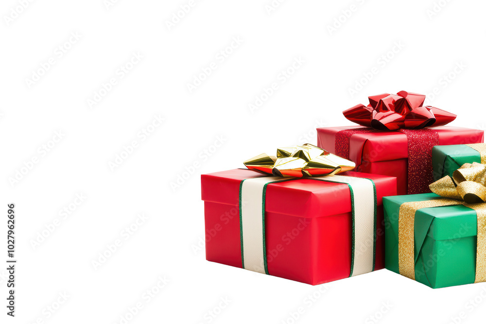 Obraz premium Colorful gift boxes with decorative bows on a white isolated background. isolated on transparent background.