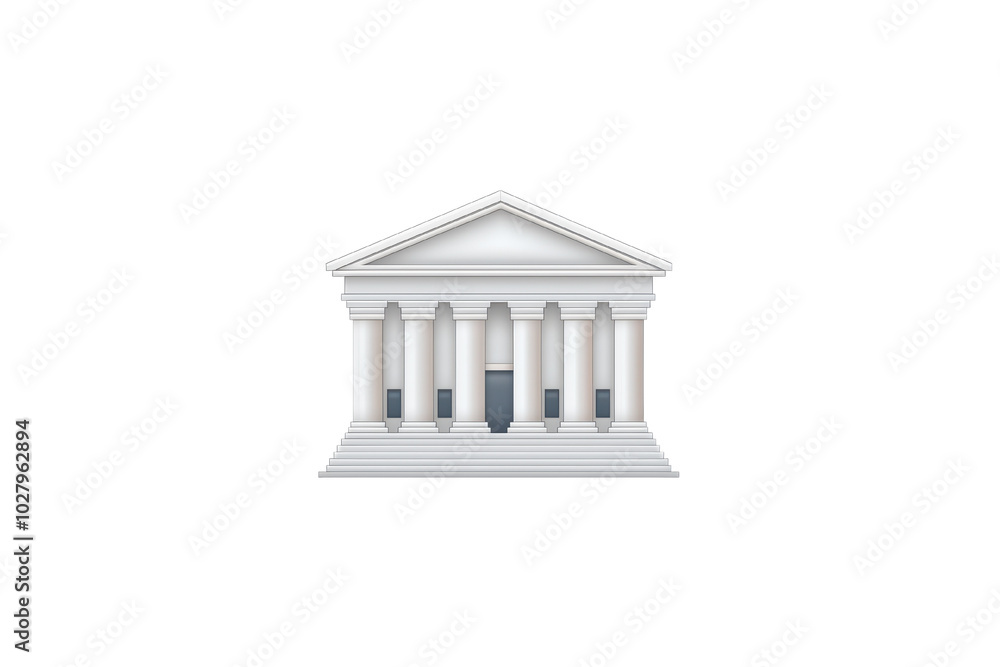 Obraz premium Elegant classical building with columns and pediment, isolated on white background. isolated on transparent background.