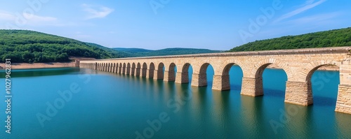 engineering marvel of controlling water s power, ancient aqueduct, human harnessing water photo