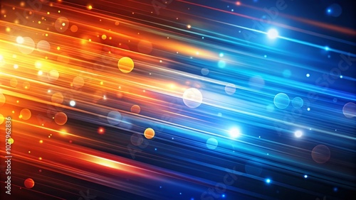 Abstract Modern Blurred Background with Grainy Texture Overlay in Vibrant Blue, Red, and Orange Light Spots - Colorful Gradient Banner for Creative Projects and Designs