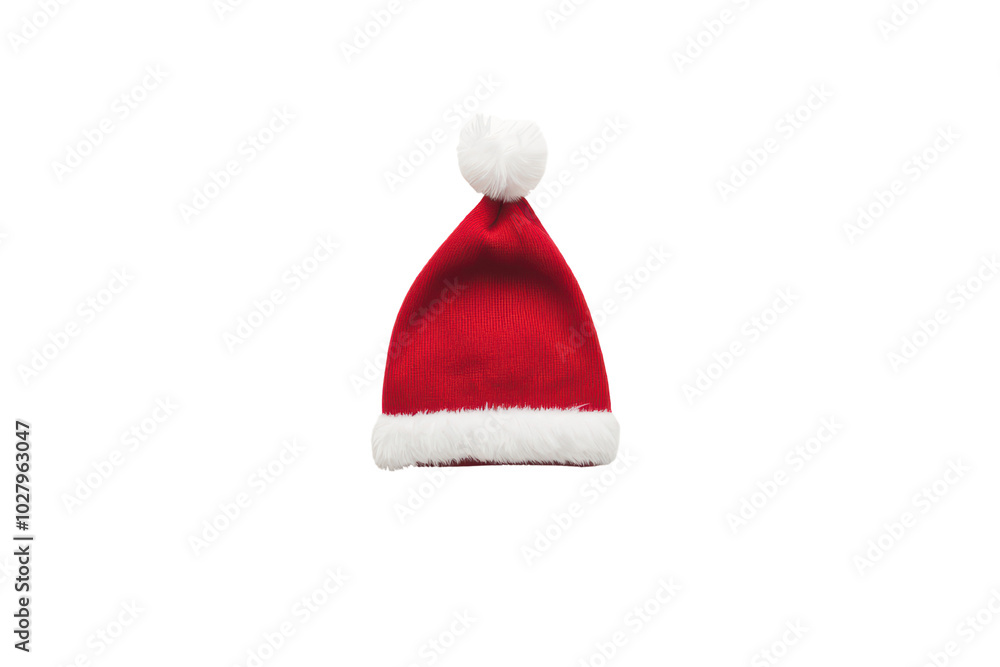 Festive red Santa hat with a white pom-pom, perfect for holiday celebrations and Christmas gatherings. isolated on transparent background. Festive red Santa hat with a white pom-pom, perfect for holiday celebrations and Christmas gatherings. isolated on transparent background.