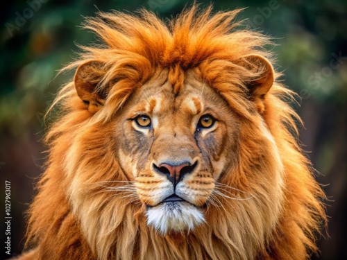 Adorable Orange Smiling Lion Walking Isolated on White Background - Cute Animal Photography, Wildlife Portrait, Nature, and Animal Conservation