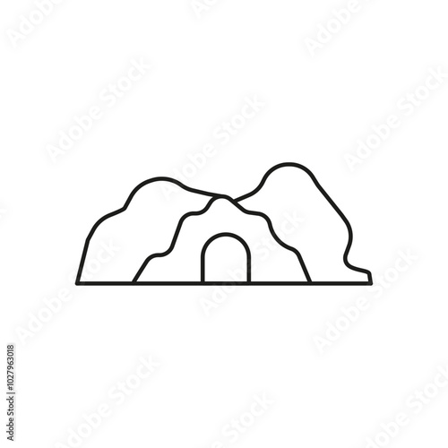 cave icon flat line symbol set.