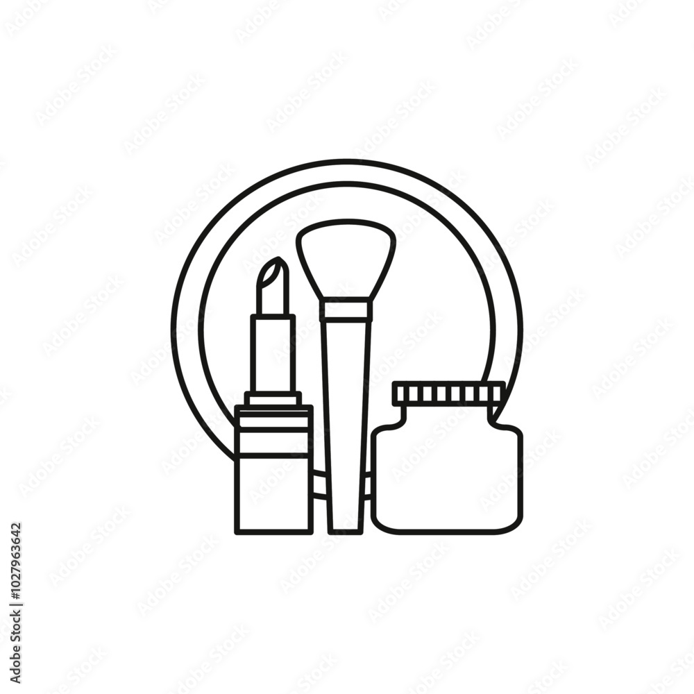 Cosmetics icon flat line symbol set. Cosmetics icon flat line symbol set.