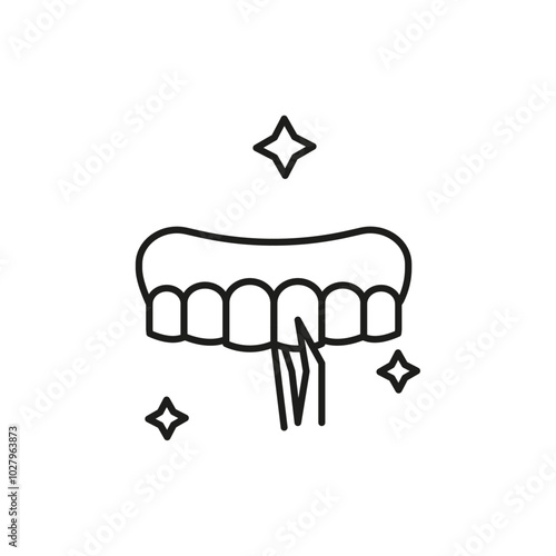 Dental veneer icon flat line symbol set.