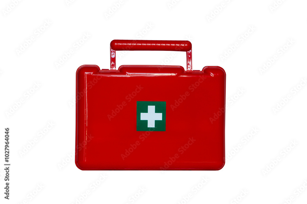 first aid kit isolated on white background. red medicine box first aid kit isolated on white background. red medicine box