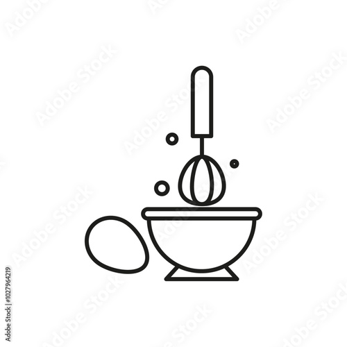 Egg beating icon flat line symbol set.