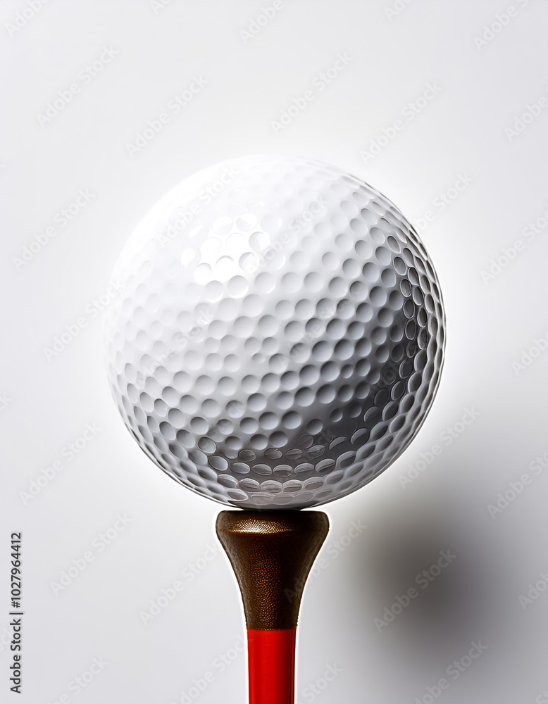 golf ball on tee on a white background golf ball on tee on a white background