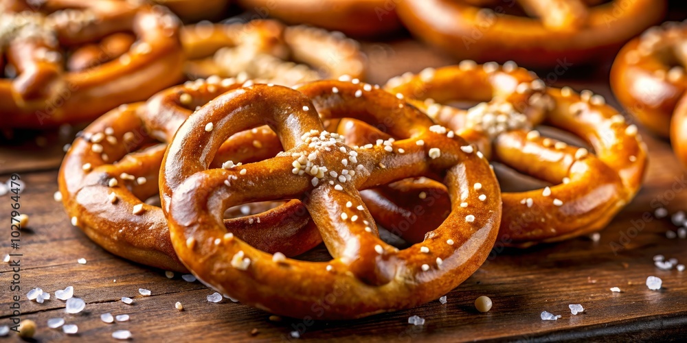 Closeup of Golden Brown Salted Pretzel Bites with Coarse Salt on Top, Perfect for Snack Lovers, Appetizers, and Food Photography Enthusiasts Closeup of Golden Brown Salted Pretzel Bites with Coarse Salt on Top, Perfect for Snack Lovers, Appetizers, and Food Photography Enthusiasts