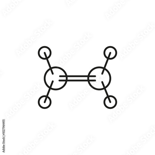 Ethylene molecule icon flat line symbol set.