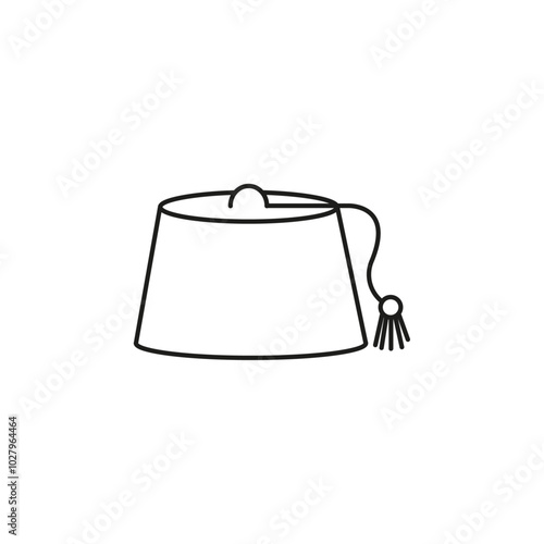Fez hat icon flat line symbol set.