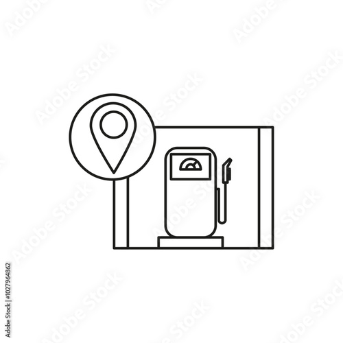 Gas station icon flat line symbol set.