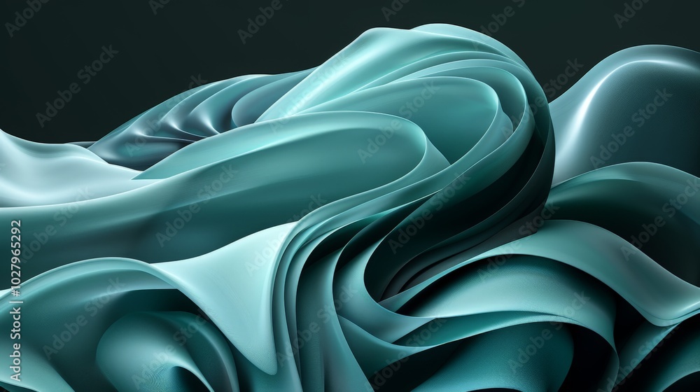 Fototapeta premium Flowing green shape forming a modern and abstract background