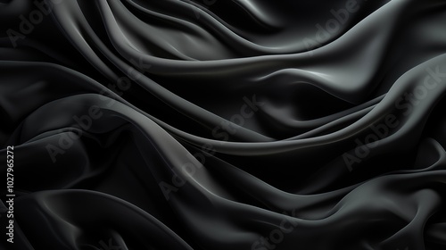 Abstract background of a semitransparent silk fabric of black color.