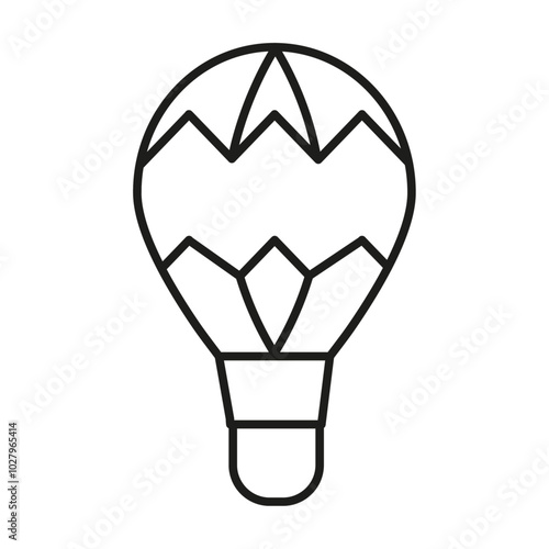 hotair balloon flat line symbol set.