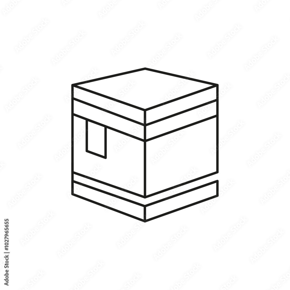 Kaaba icon flat line symbol set. Kaaba icon flat line symbol set.